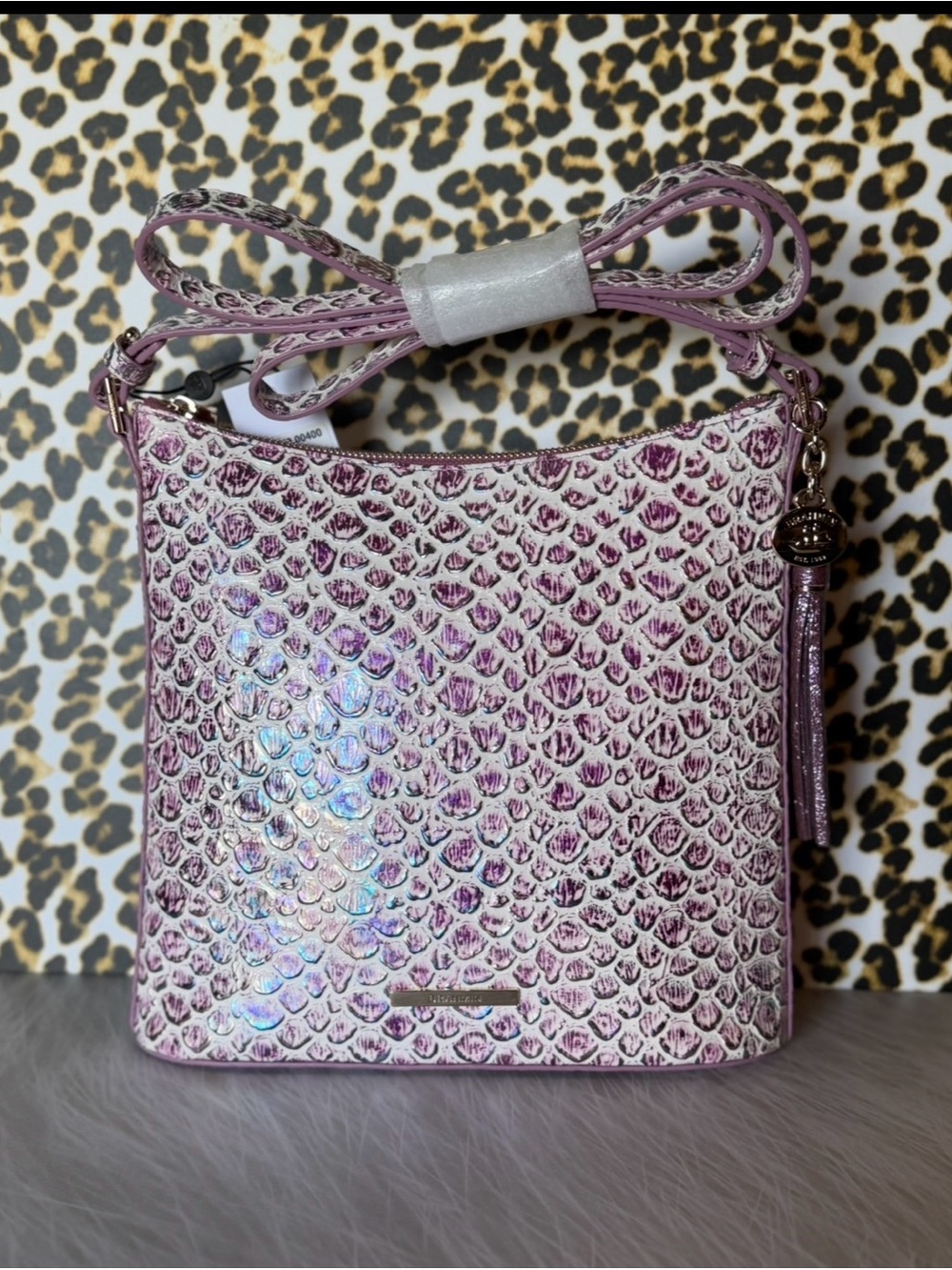 HARDTOFIND Brahmin Katie Floralite Crossbody Purple Iridescent Glow Tassel NWT - Picture 12 of 14